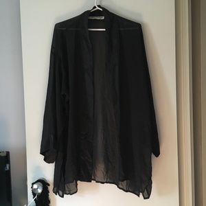 Vintage MS. EMMA DESIGNS Silk Chiffon Satin Trim Duster Robe One Size